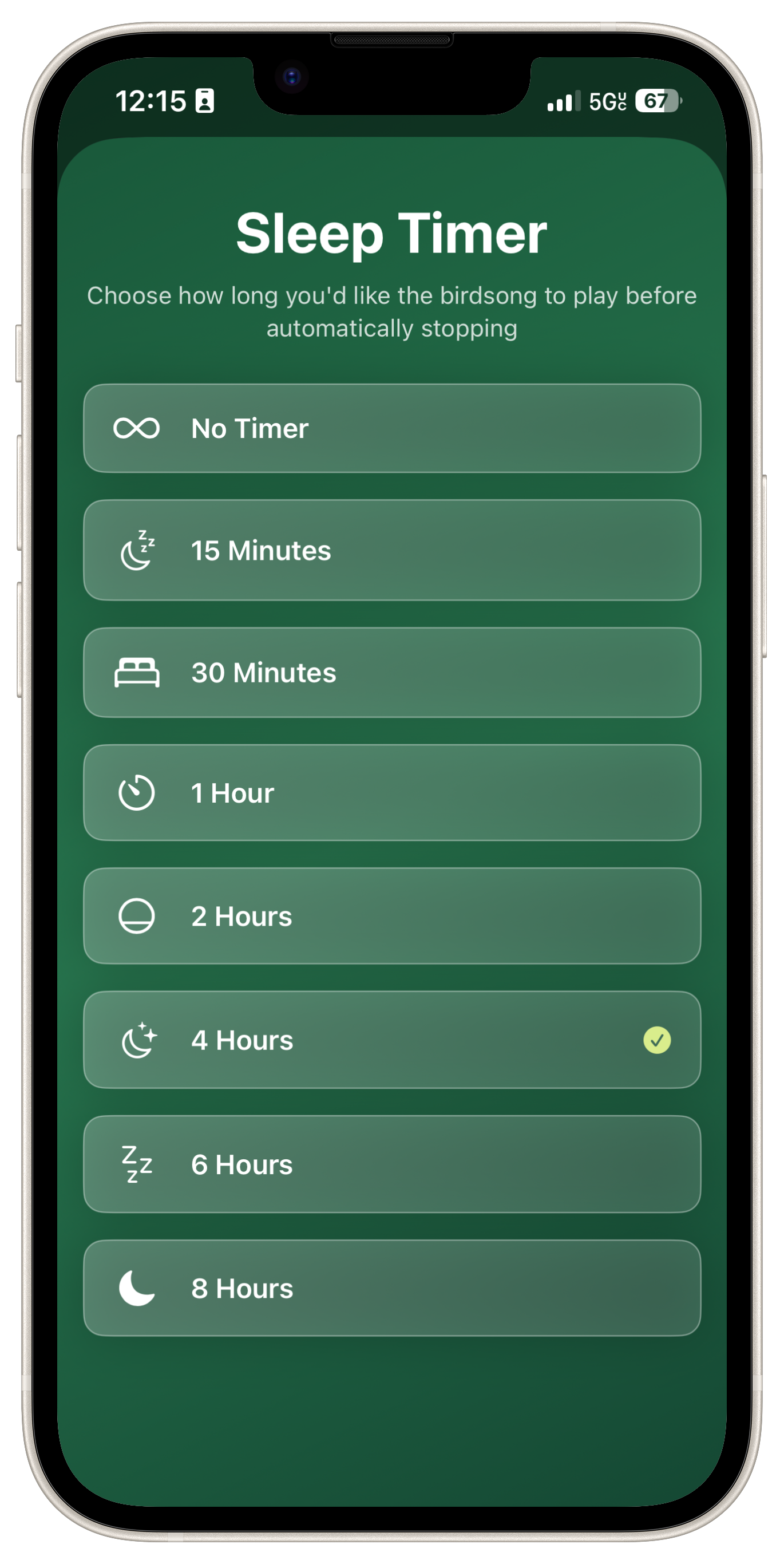 Sleep timer feature